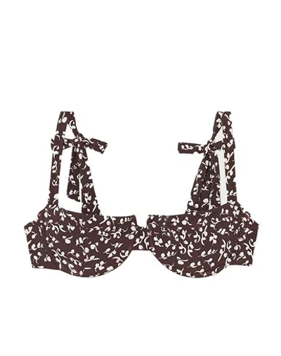 Shop Ganni Bikini Tops In Dark Brown