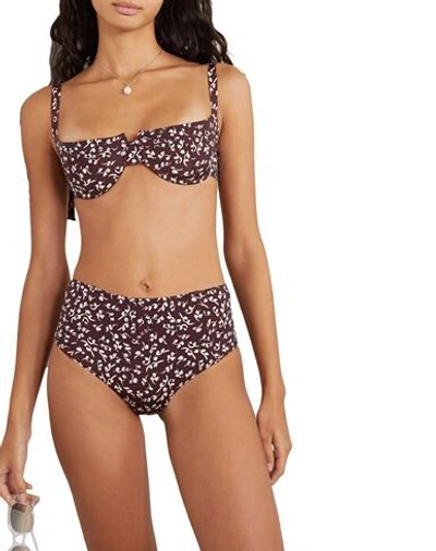 Shop Ganni Bikini Tops In Dark Brown
