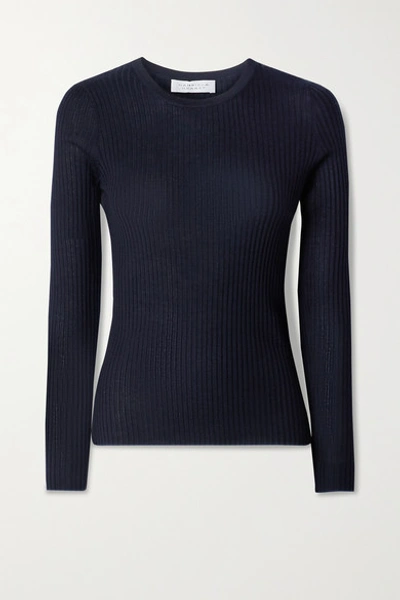 Shop Gabriela Hearst Browning Ribbed Cashmere And Silk-blend Sweater In Blue
