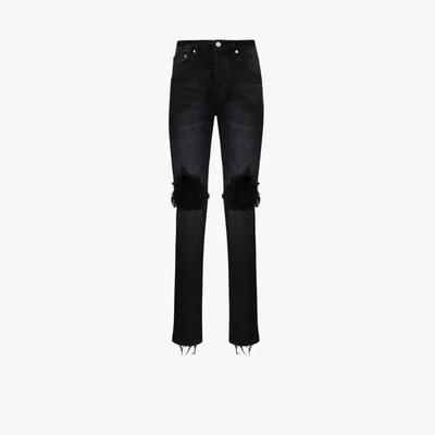 P002 Wash Blowout Tapered Jeans In Black