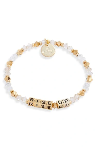 Shop Little Words Project Rise Up Beaded Stretch Bracelet In Gold