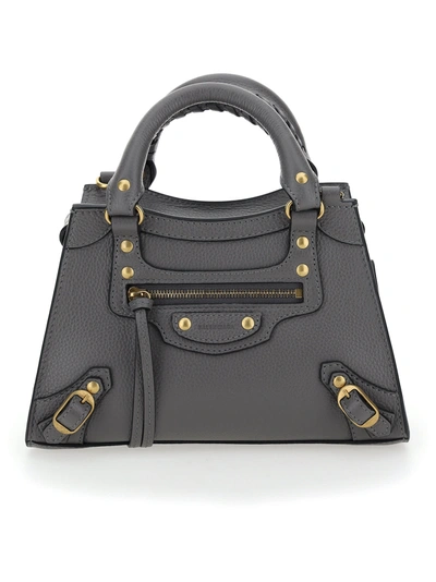 Shop Balenciaga Neo Classic City Mini Handbag In Dark Grey
