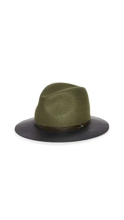 Shop Rag & Bone Floppy Leather Brim Hat In Olive Multi