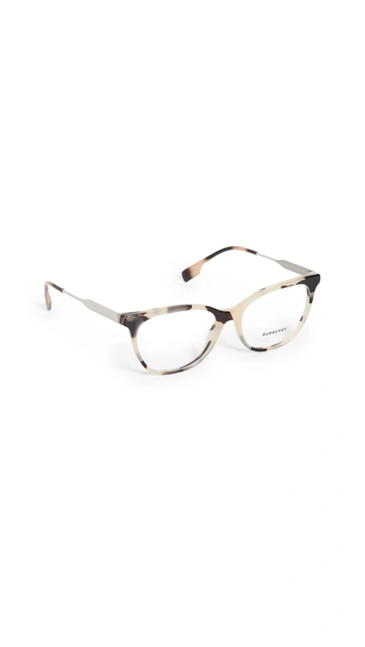Shop Burberry B Monogram Evelyn Glasses In Spotted Horn