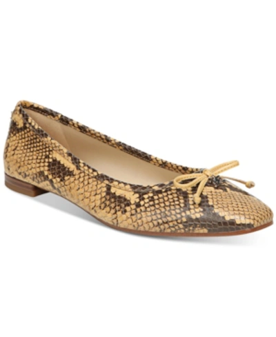 Shop Sam Edelman Jillie Square-toe Bow Flats Women's Shoes In Dark Wheat Snake