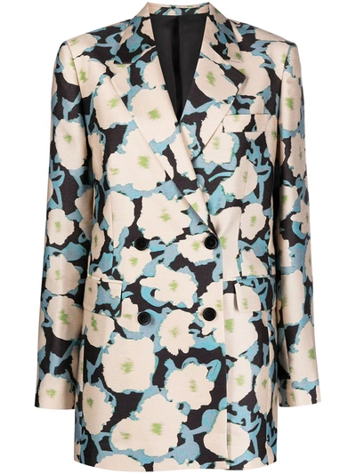 Shop Christian Wijnants Poppy-print Wool-blend Blazer In Neutrals