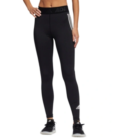 Shop Adidas Originals Adidas Women's 3-stripe Mesh-trimmed Full Length Leggings In Black/white