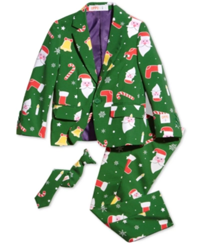 Shop Opposuits Boys Santaboss Christmas Suit In Dark Green