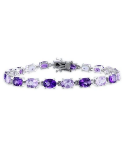 Shop Macy's Amethyst Oval Link Bracelet In Purple