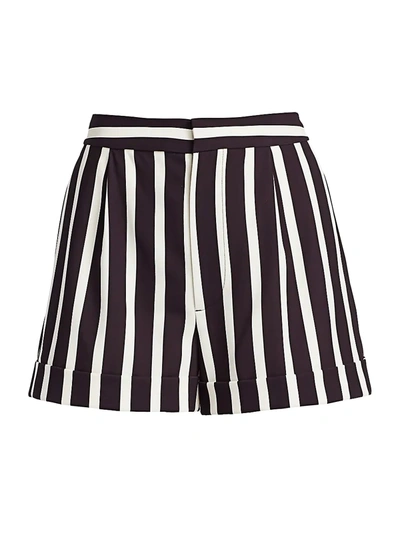 Shop Alice And Olivia Women's Conry Stripe Shorts In Moondust Stripe Black