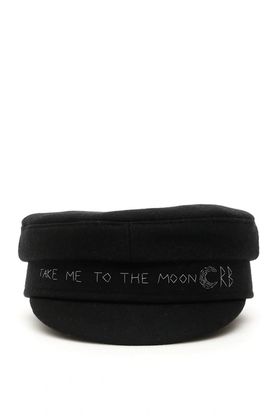 Shop Ruslan Baginskiy Baker Boy Hat Take Me To The Moon In Black