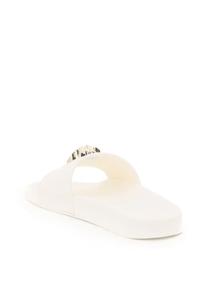 Shop Versace Medusa Rubber Mules In White,gold