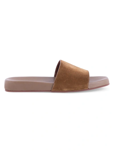 Shop Loro Piana Men's Suede Slide Sandals In Tan