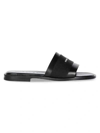 Shop Alyx Logo Leather Slides In Black