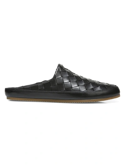 Shop Vince Men's Alonzo 2 Woven Leather Slippers In Black