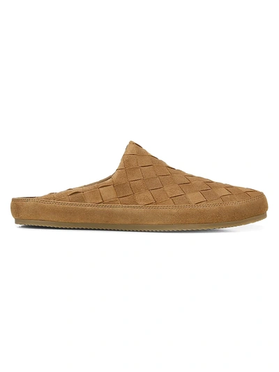Shop Vince Men's Alonzo 2 Woven Suede Slippers In Tobacco