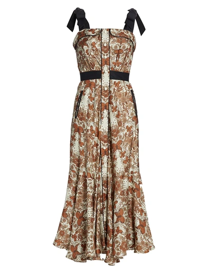 Shop Anna Mason Olivia Tie-strap Midi Dress In Butterfly
