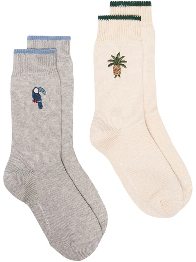 Shop Desmond & Dempsey Howie And Bocas Set Of Two Socks In Grey