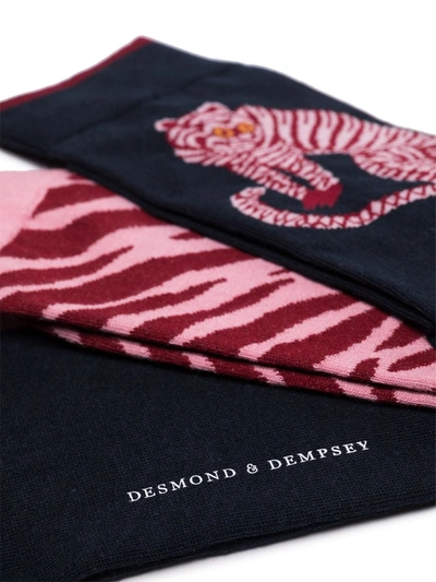 Shop Desmond & Dempsey Animal-motif Set Of Two Socks In Blue