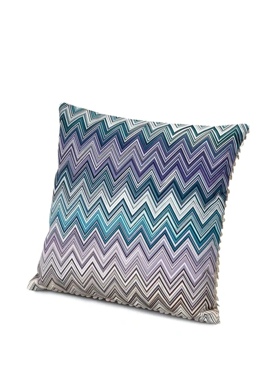 Shop Missoni Jarris Zig-zag Cushion In Blue