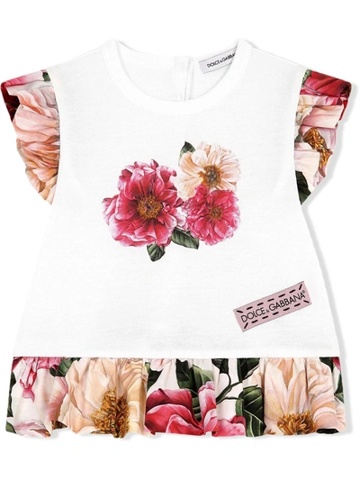 Shop Dolce & Gabbana Floral-print T-shirt In White