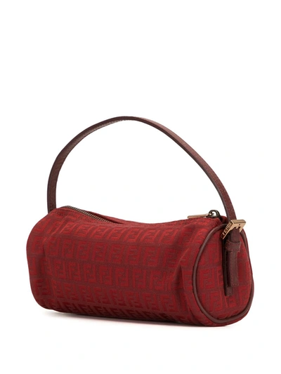 Pre-owned Fendi 1990s Mini Zucchino Cylindrical Tote Bag In Red