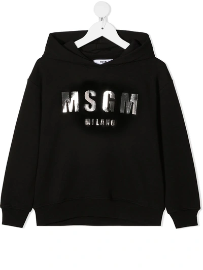 Shop Msgm Logo Print Hoodie In Black