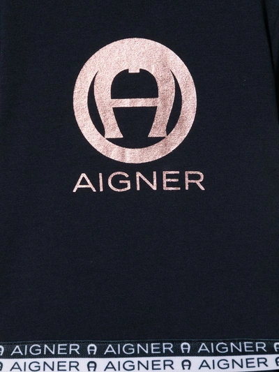 Shop Aigner Logo-print A-line Mini Dress In Blue