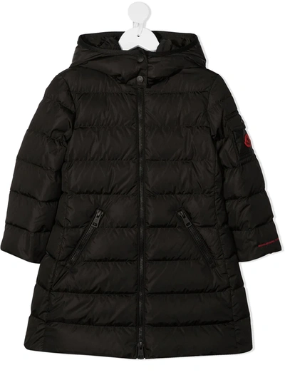 Shop Moncler Padded Hooded Coat In Black
