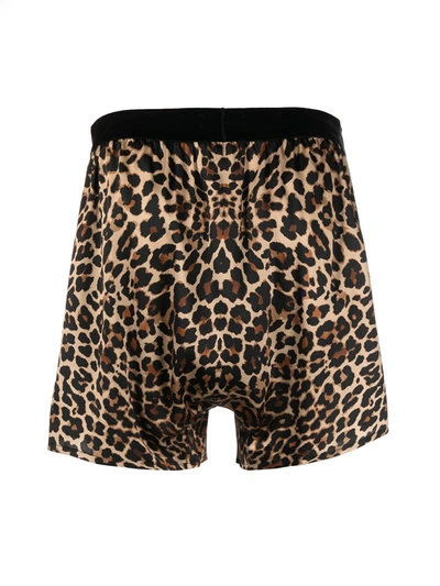 Shop Tom Ford Leopard-print Logo-waistband Boxers In Neutrals