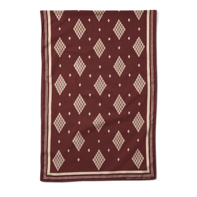 Shop Double Rl Diamond-print Cotton Scarf In Faded Burgundy/cream