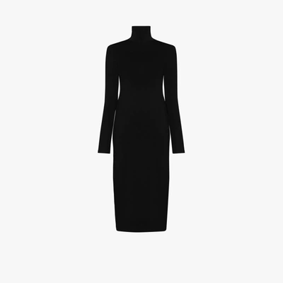 Shop Balenciaga Turtleneck Midi Dress - Women's - Cotton/elastane In Black