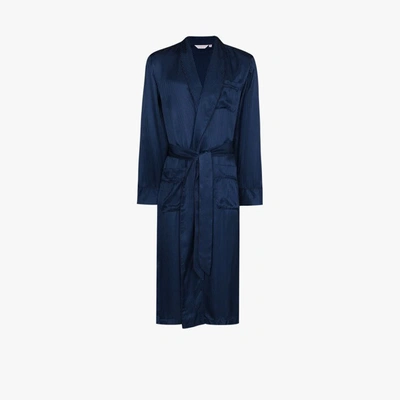 Shop Derek Rose Woburn Silk Robe In Blue