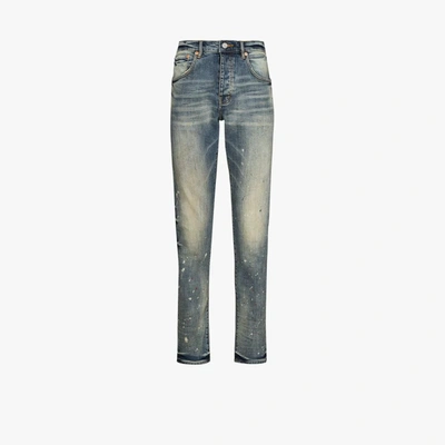 Shop Purple Brand Blue P002 Vintage Spotted Tapered Jeans
