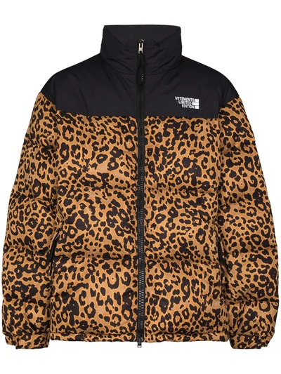 Shop Vetements Leopard-print Padded Jacket In Black