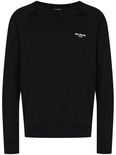 Shop Balmain Chest Logo Print Sweatshirt In Black