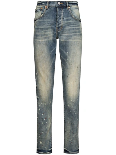 Shop Purple Brand Paint-splatter Tapered Jeans In Blue