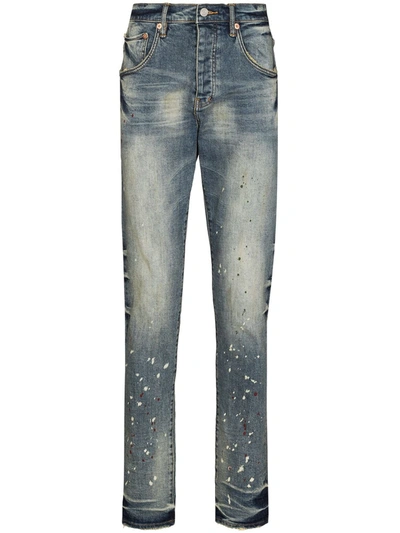 Shop Purple Brand Vintage Spotted Tapered-leg Jeans In Blue