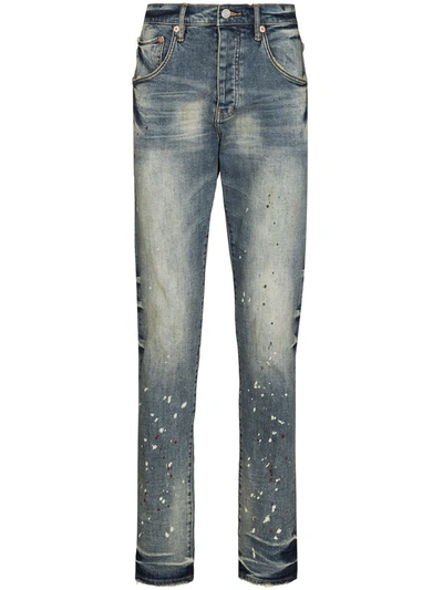 Purple Brand Blue P002 Vintage Spotted Tapered Jeans In Blue