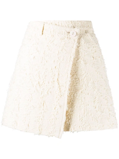 Shop Acne Studios Asymmetric Mini Skirt In Neutrals