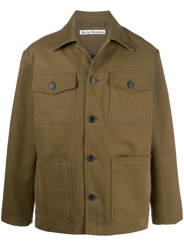 Acne Studios Cotton Shirt Jacket Military Green | ModeSens