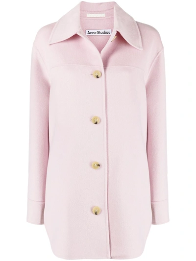 Shop Acne Studios Wool Shirt Jacket In Pink