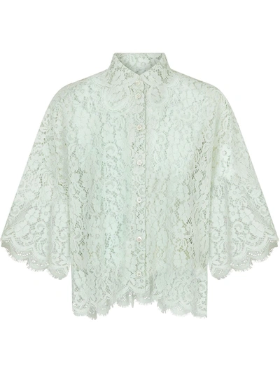 Shop Dolce & Gabbana Floral Lace Shirt In Green