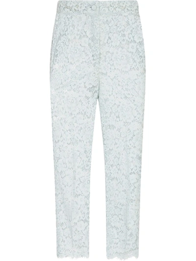 Shop Dolce & Gabbana Lace Straight-leg Trousers In Blue