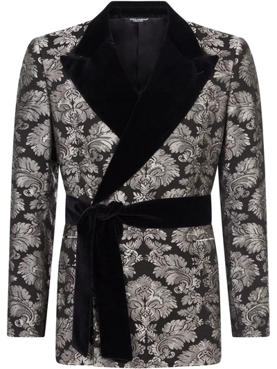 Shop Dolce & Gabbana Martini-fit Jacquard Tuxedo Jacket In Black