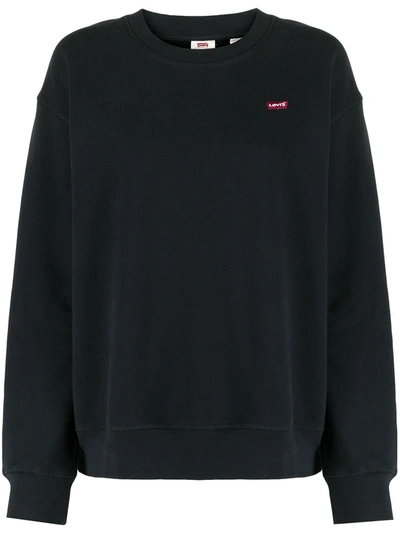 Shop Levi's Logo Embroidered Sweatshirt In Black