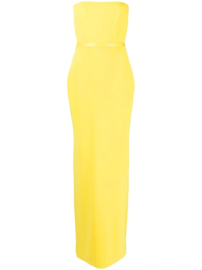 Shop Alex Perry Satin Trim Gown In Yellow