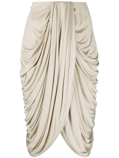 Shop Isabel Marant Drape-detail High-waisted Skirt In Neutrals