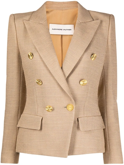 Shop Alexandre Vauthier Fitted Double-breasted Blazer In Neutrals