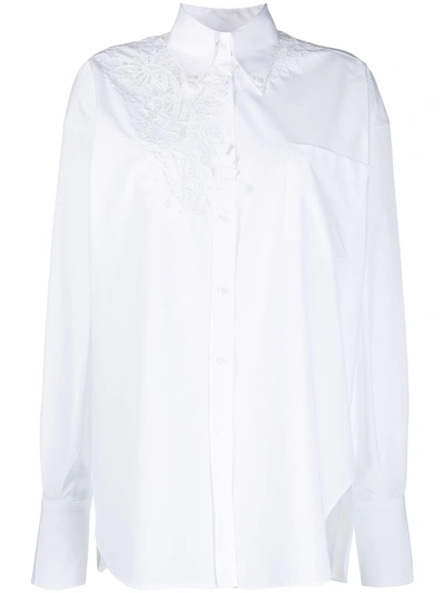Shop Ermanno Scervino Embroidered Cotton Shirt In White